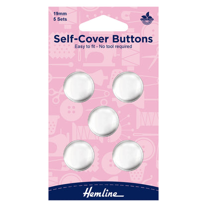 Hemline 19mm Self Cover Buttons - Metal Top