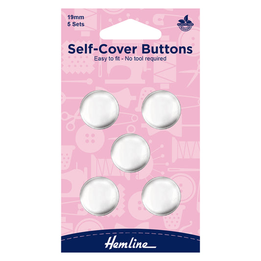 19mm Self Cover Buttons - Metal Top