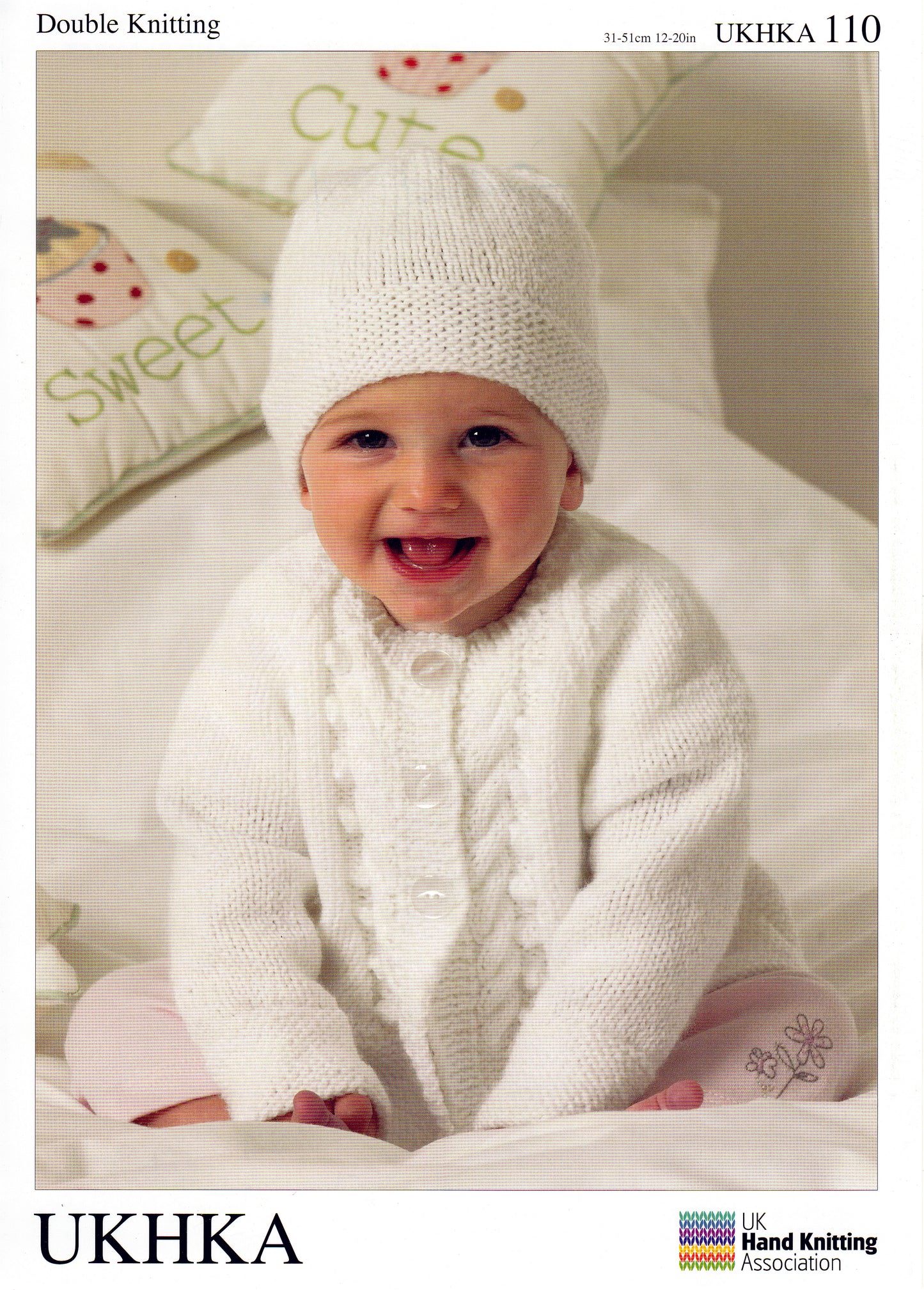 DK Knitting Pattern - Baby Cardigan - UKHKA\100