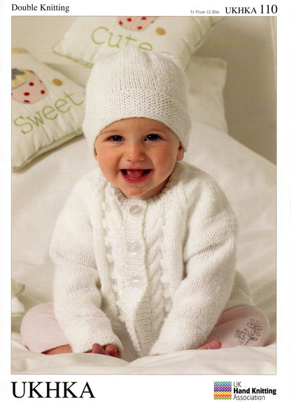 UKHKA 110 DK Knitting Pattern - Baby Cardigan