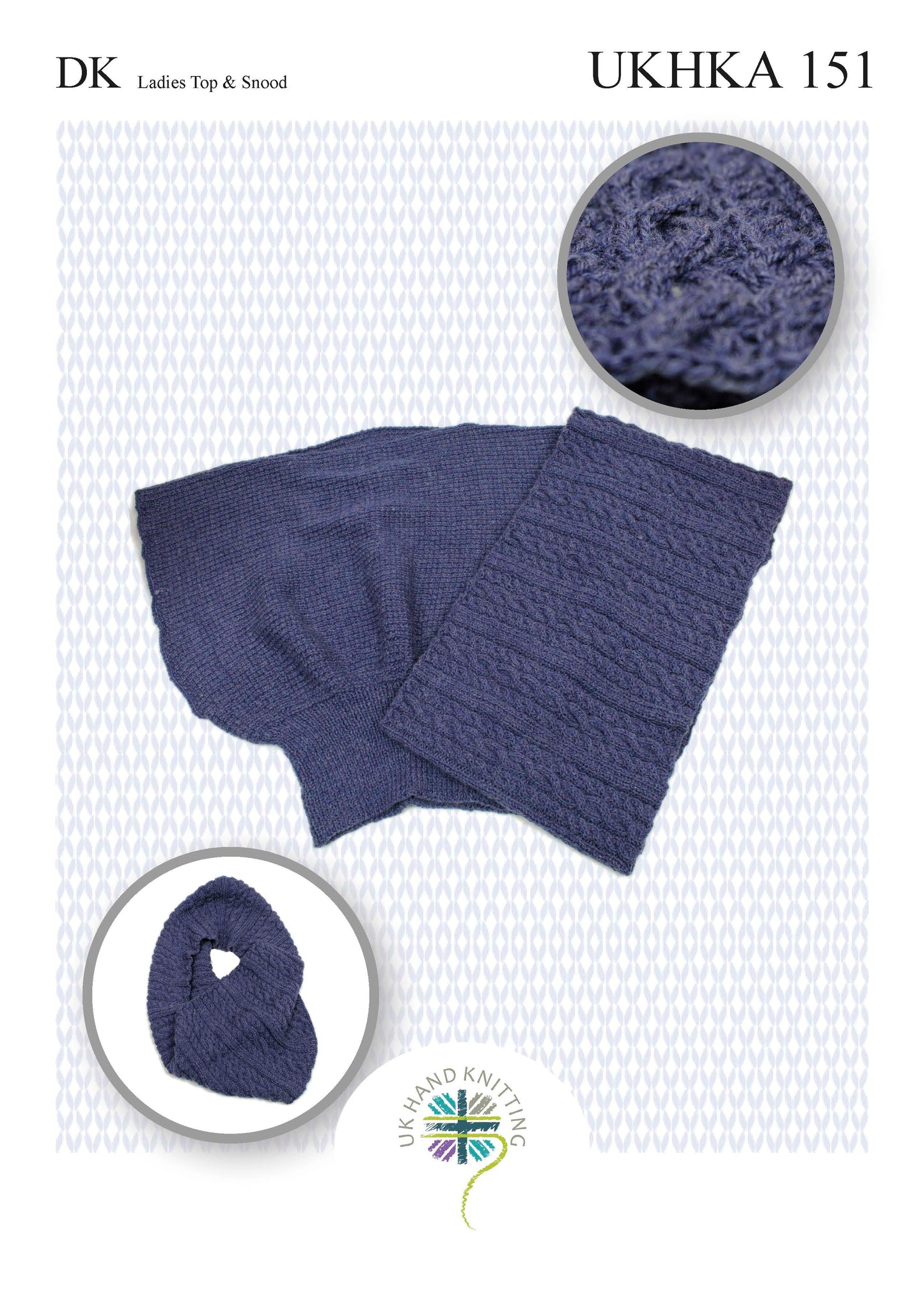 DK Knitting Pattern - Ladies Top & Snood - UKHKA\151