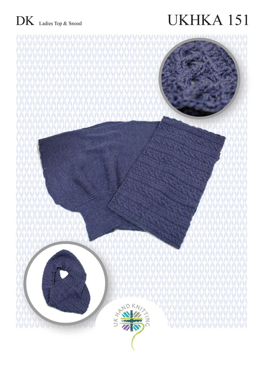 DK Knitting Pattern - Ladies Top & Snood - UKHKA\151