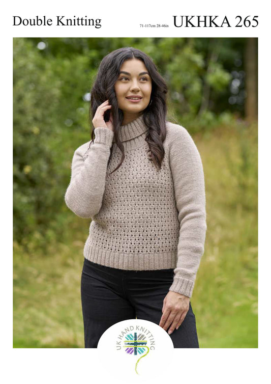 DK Knitting Pattern - Ladies Jumper - UKHKA\265