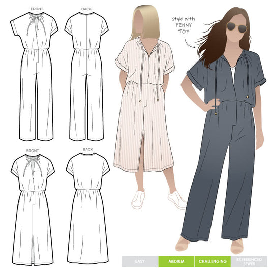 Eadie Woven Jumpsuit Dress Pattern by Style Arc (Regular or Plus Size)