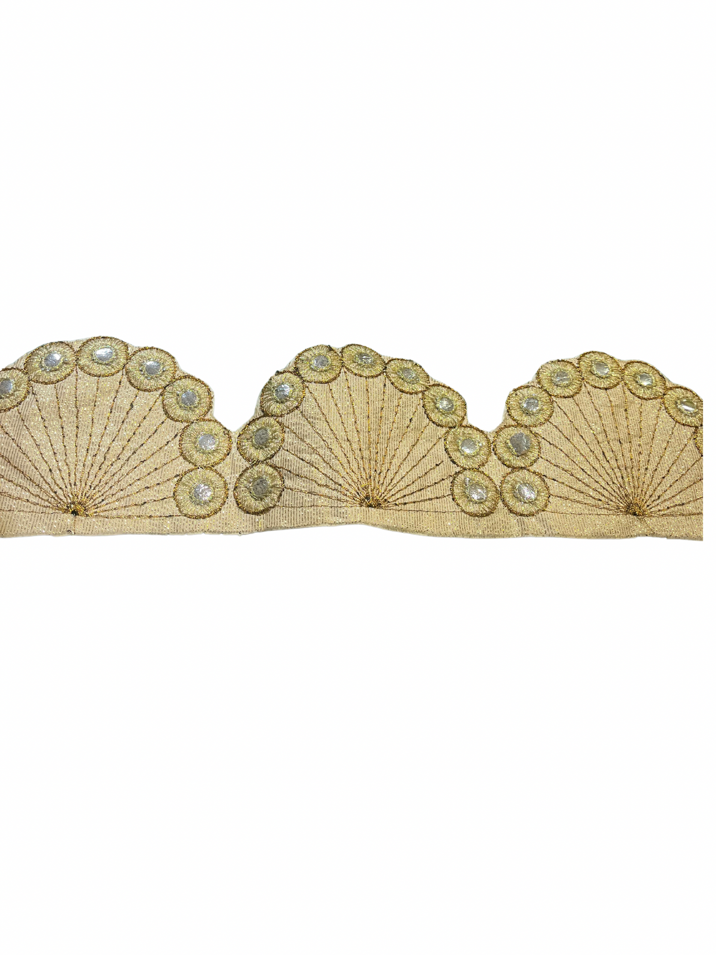Scallop Edge Embroidered Trim - Gold (Price Per Metre)