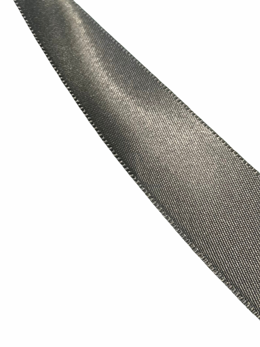 25mm Satin Ribbon Double Faced - Dark Grey (Price Per Meter)