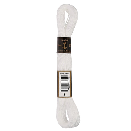 Anchor Coton a Broder Embroidery Thread - White