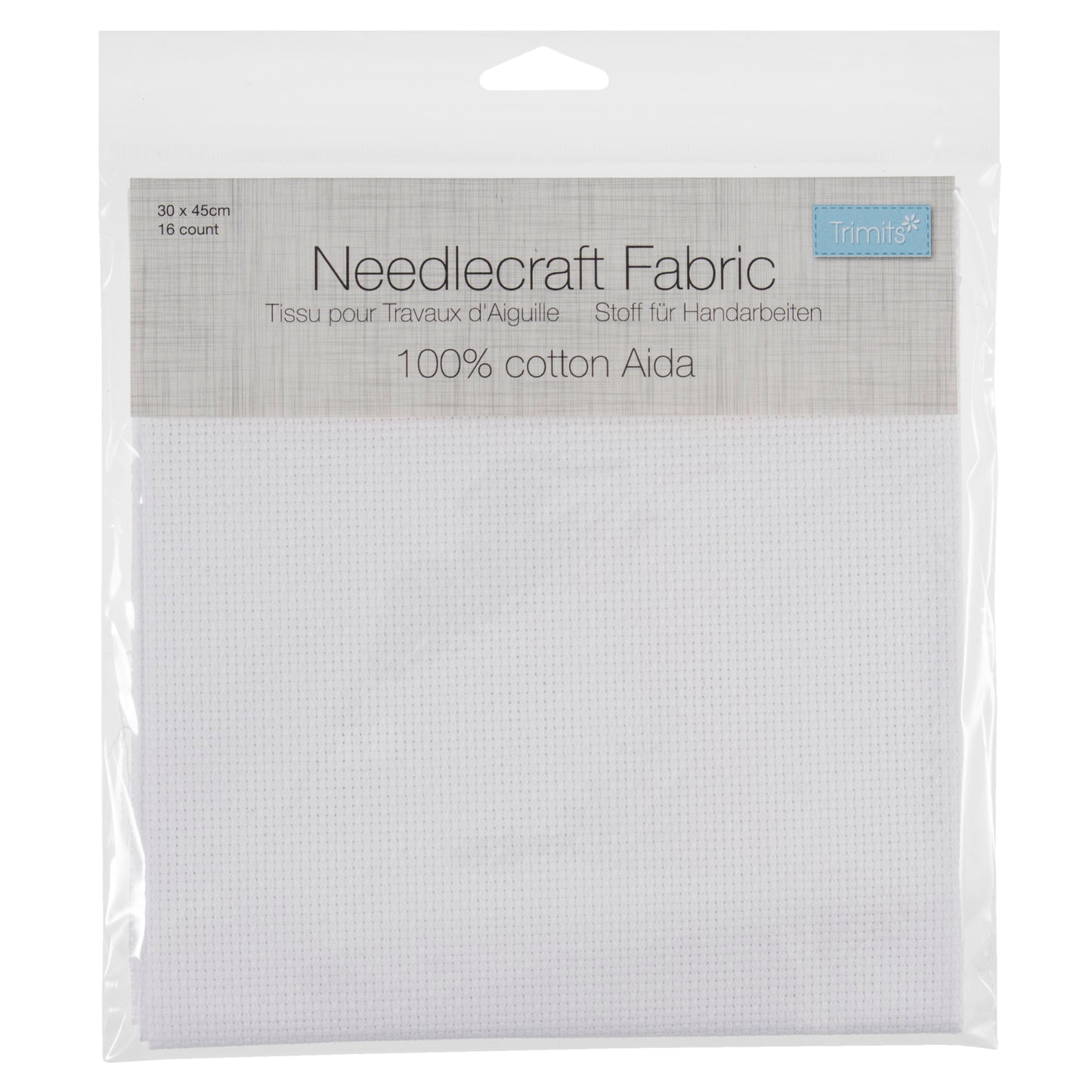 Trimits Needlecraft Fabric - 100% Cotton Aida 16 count (White)