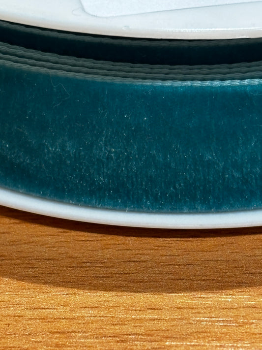 22mm Teal Velvet Ribbon (Price per 25cm)