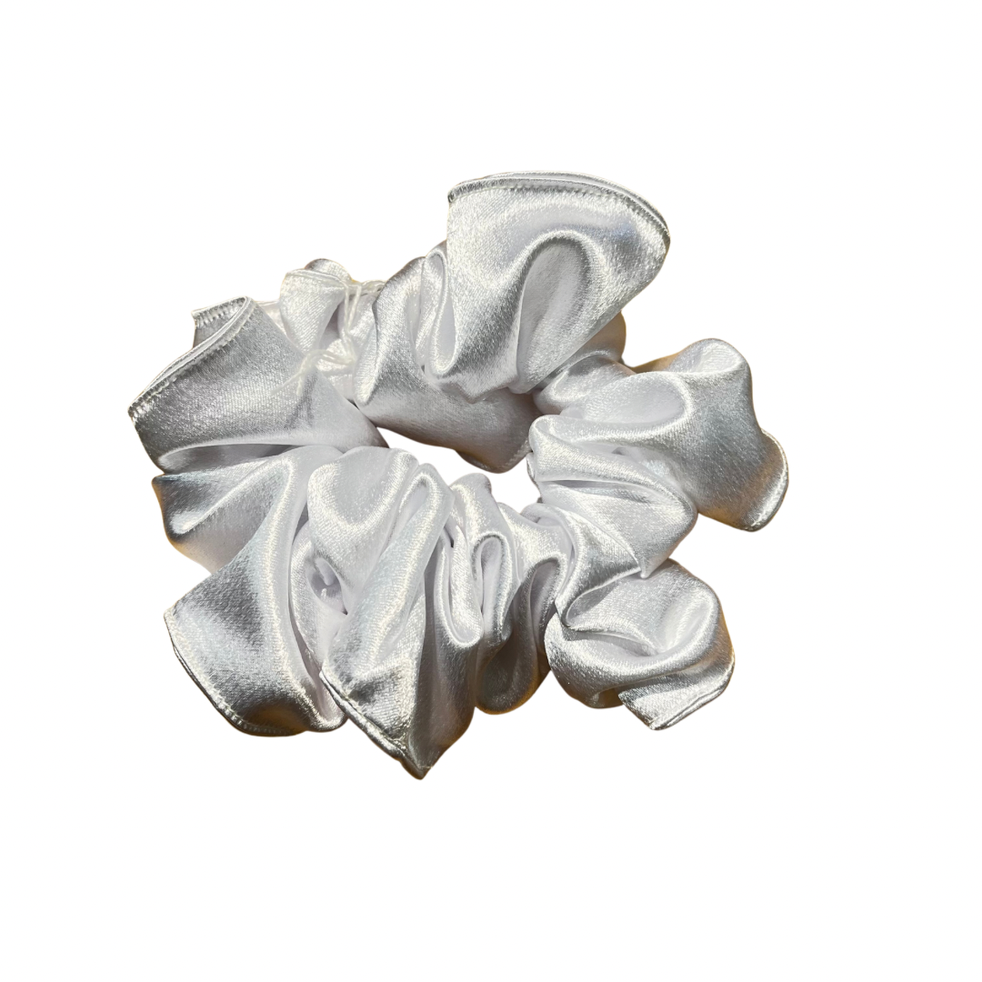 White Satin Flat Lay Scrunchie