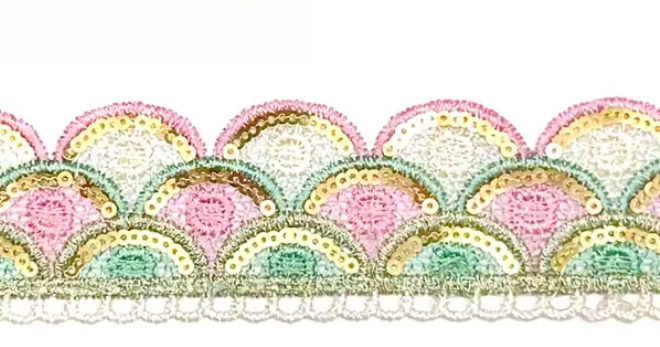 45mm Guippure Lace - Pink / Green / Ivory (Price per 25cm)