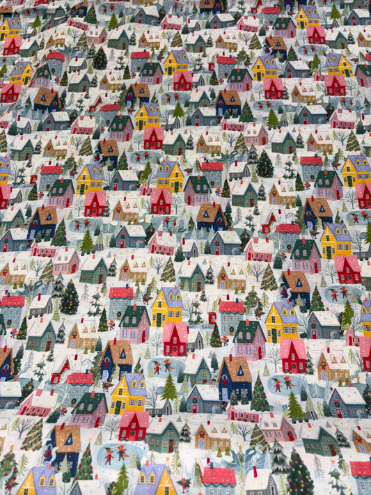 Christmas Houses Cotton Fabric (Price Per 25cm)