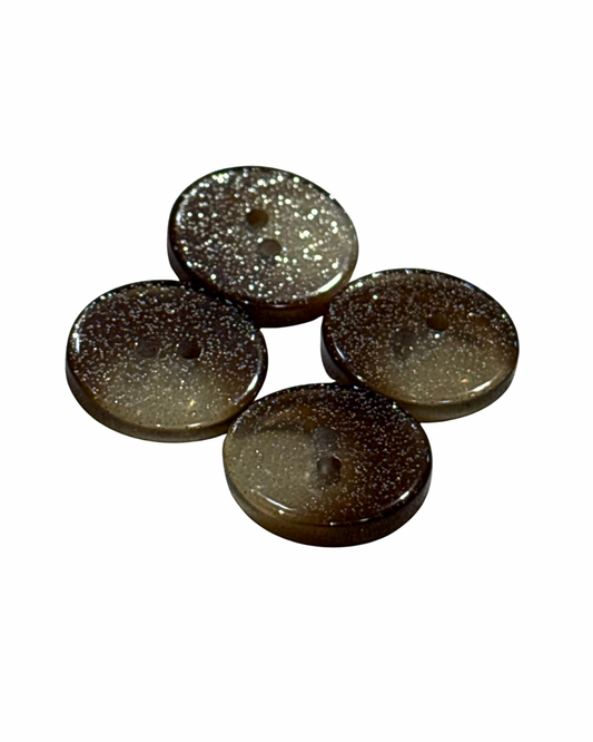 15mm Brown Glitter 2 Hole Button