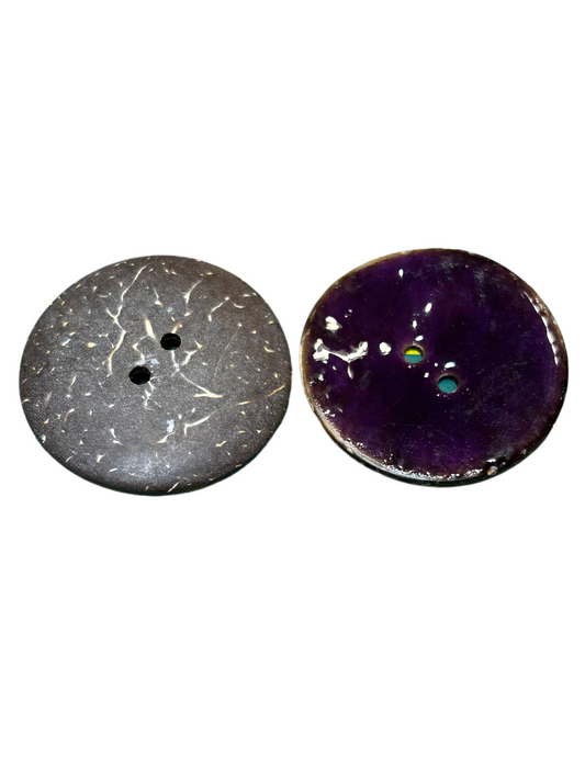 38mm Enamel Coconut Shell 2 Hole Button - Purple