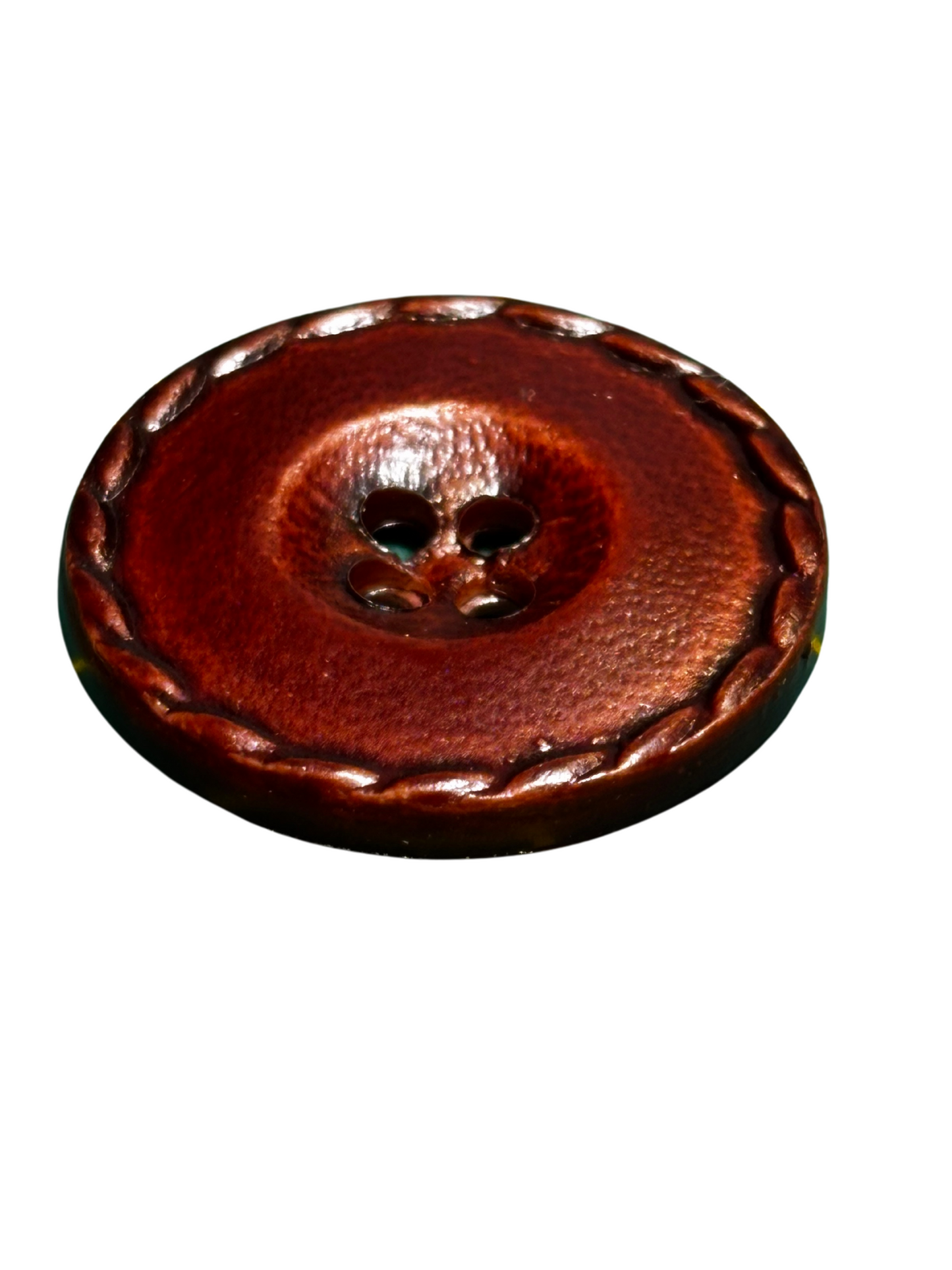 24mm Stitched Leather Look Button