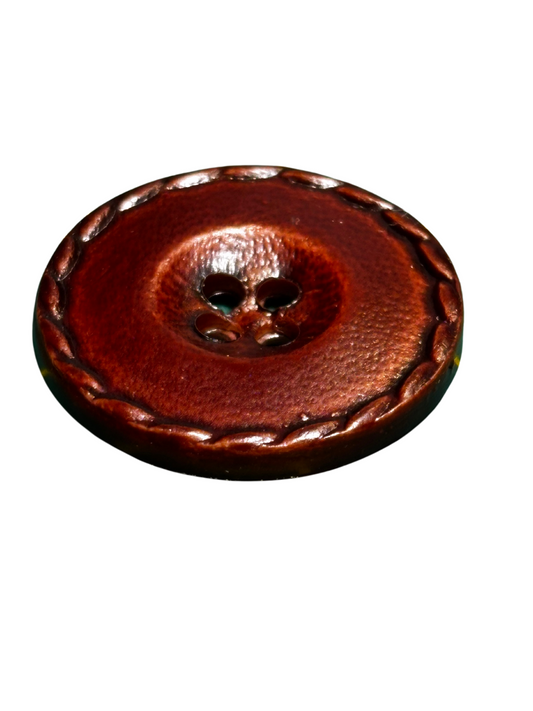 24mm Stitched Leather Look Button