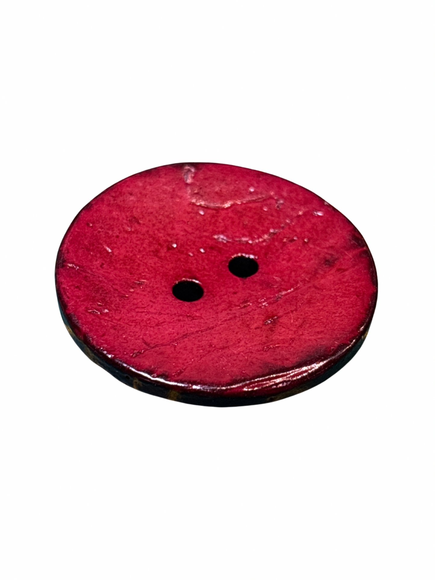 28mm Leather Look Button - Red