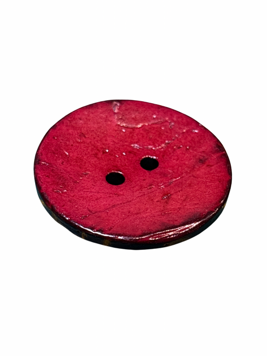 28mm Leather Look Button - Red