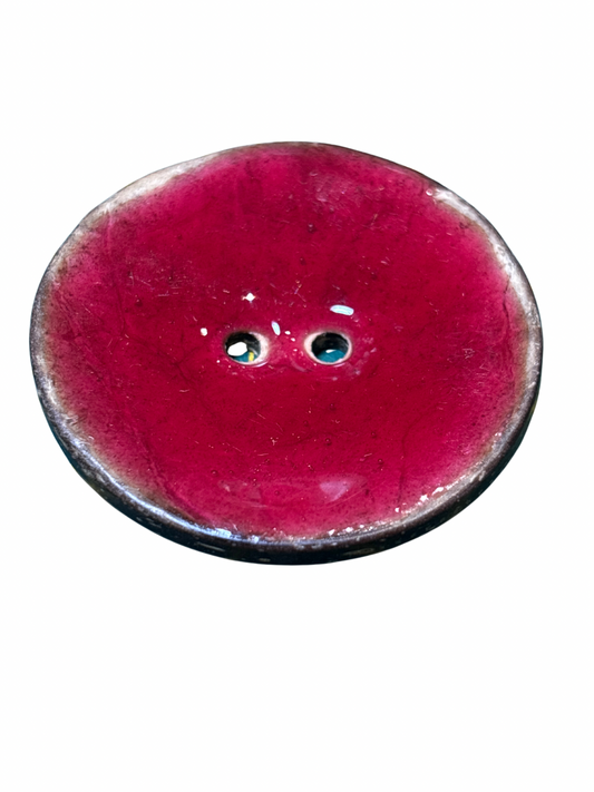 38mm Enamel Coconut Shell 2 Hole Button - Red