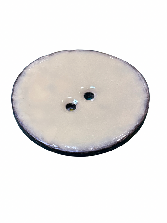 38mm Enamel Coconut Shell 2 Hole Button - Beige