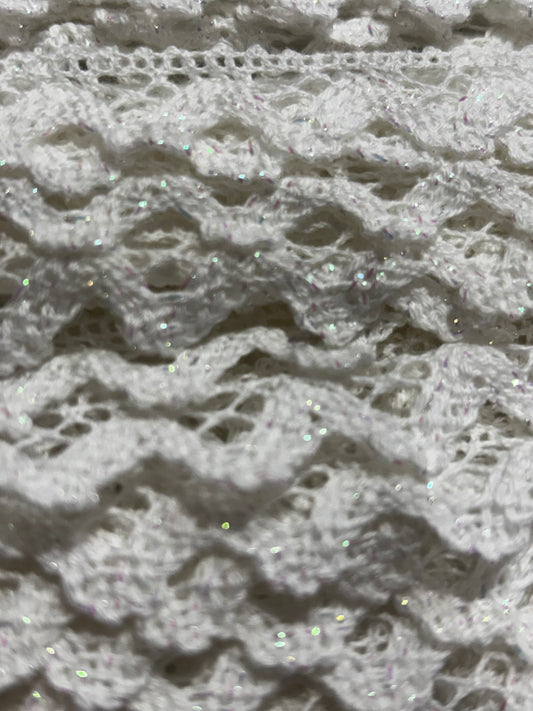 Metallic Ric-Rac Lace - White (Price Per Metre)