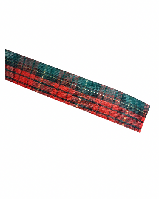25mm Tartan Ribbon (Price Per 25cm) - Green/Red