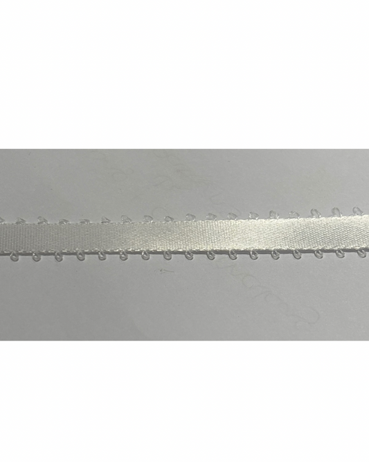 9mm Feather Edge Ribbon - White (Price per 25cm)
