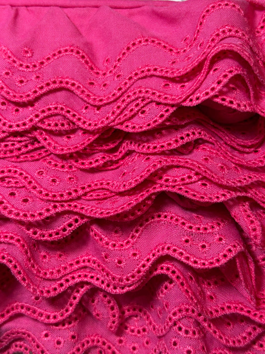 34mm 3 Hole Broderie Anglaise Trim - Fuschia (Price Per Metre)