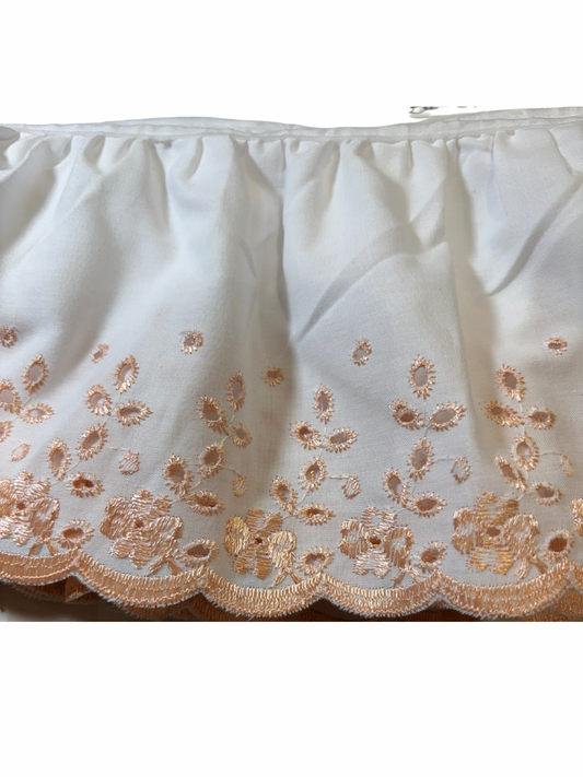 130mm Peach Frill Broderie Anglaise Trim (Price Per Metre)