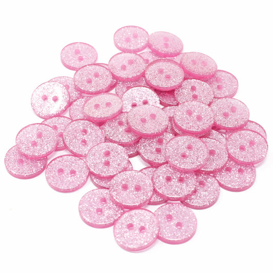 21mm 2 Hole Glitter Button - Cerise