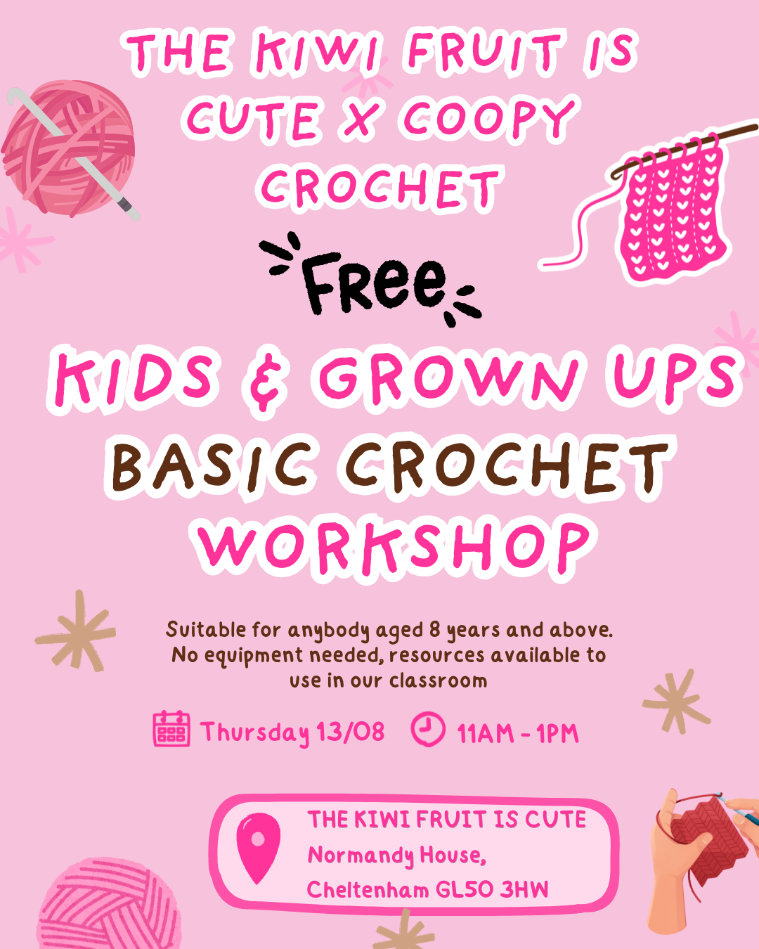 Kids & Grown Ups Crochet Class 13/08/26