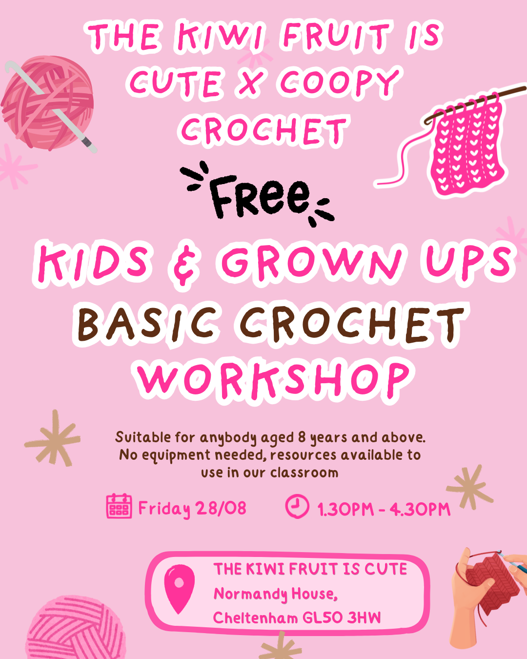 Kids & Grown Ups Crochet Class 28/08/2026