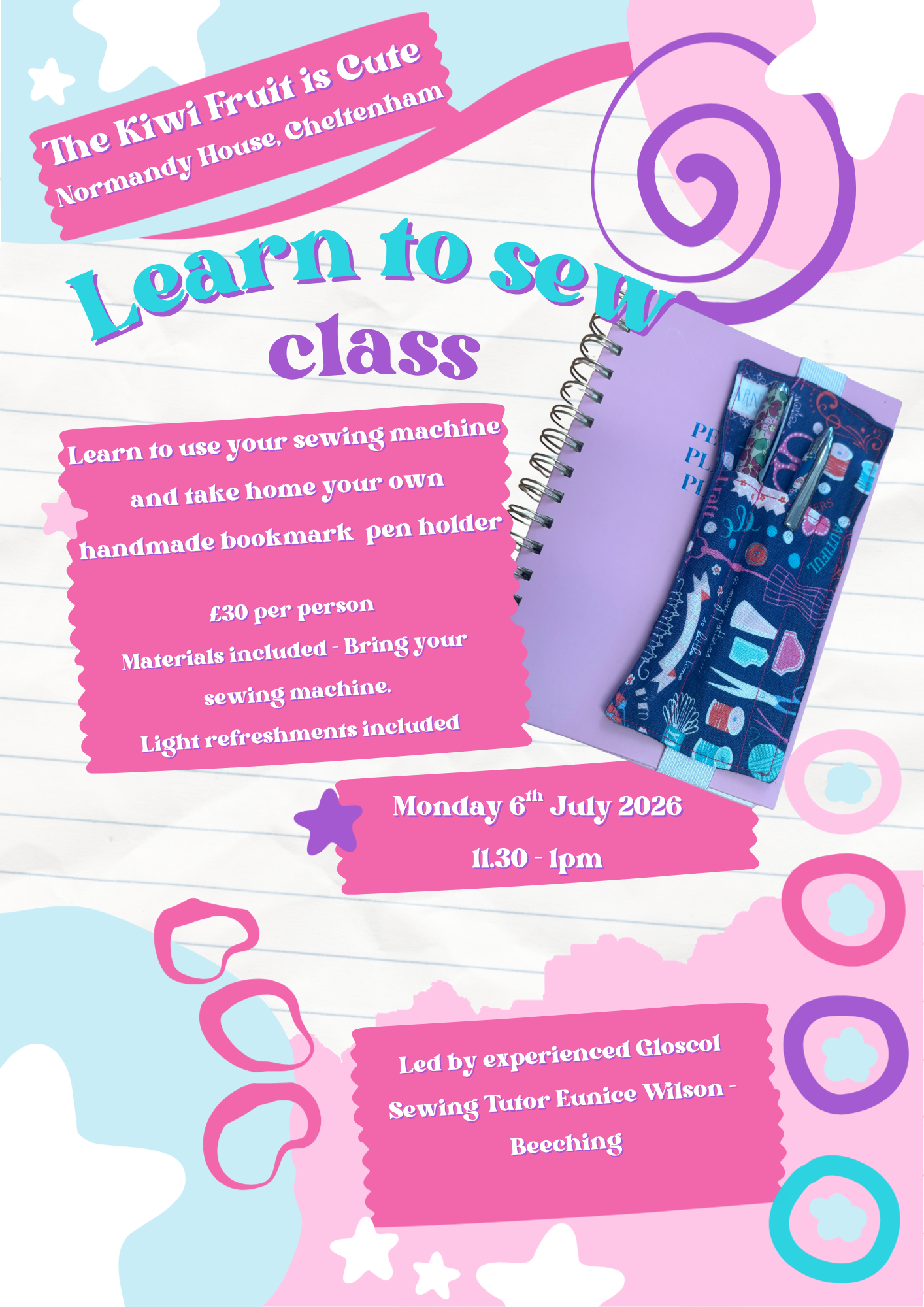 Learn to Sew with Eunice 06/07/2026 11.30 - 1.30pm