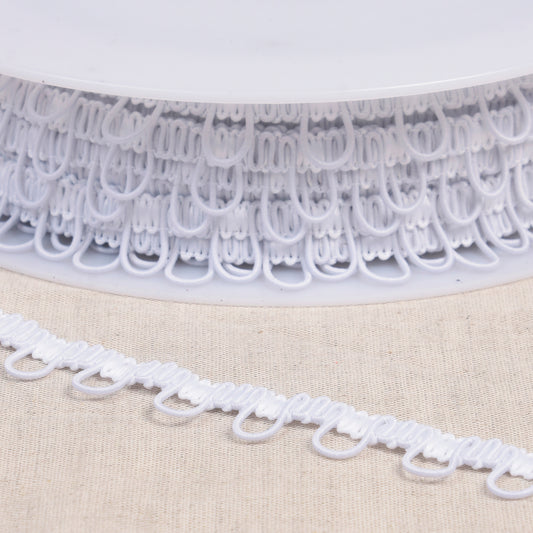 17mm White Elastic loop Braided Trim (Price per 25cm)