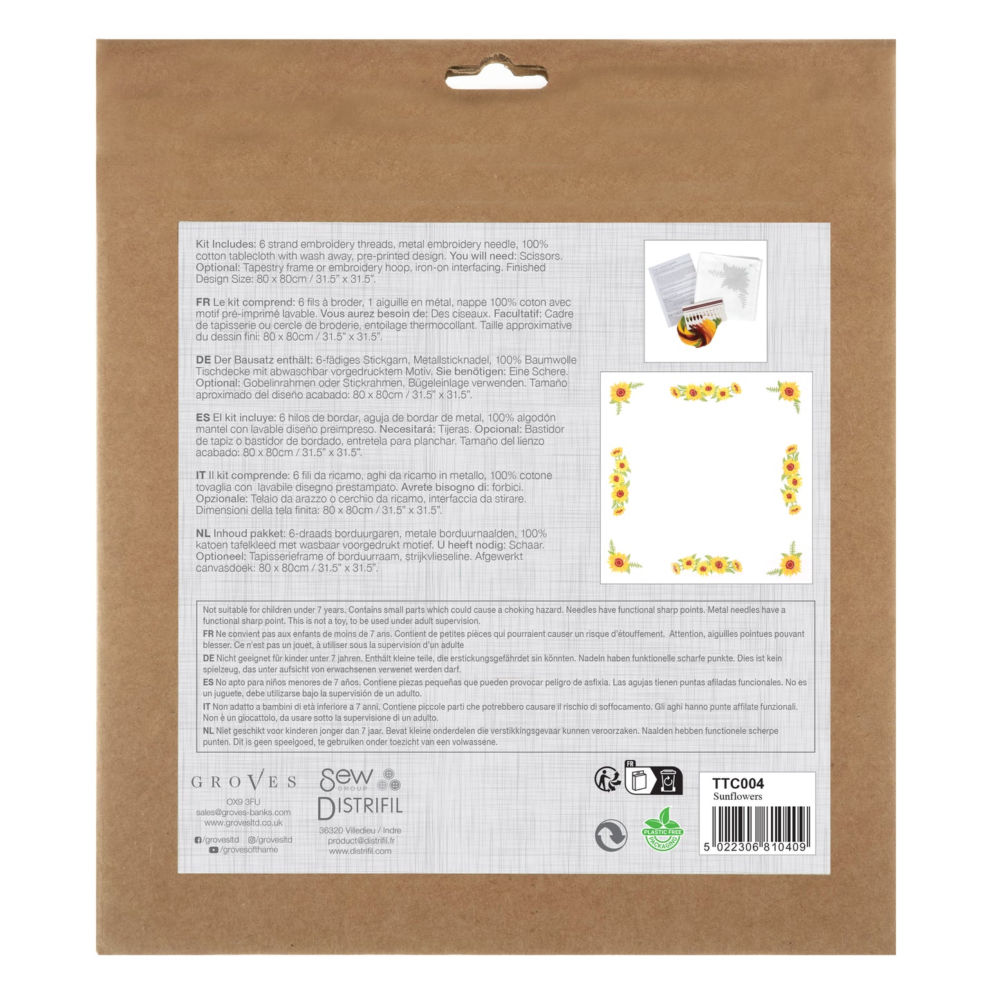 Tablecloth Embroidery Kit - Sunflowers
