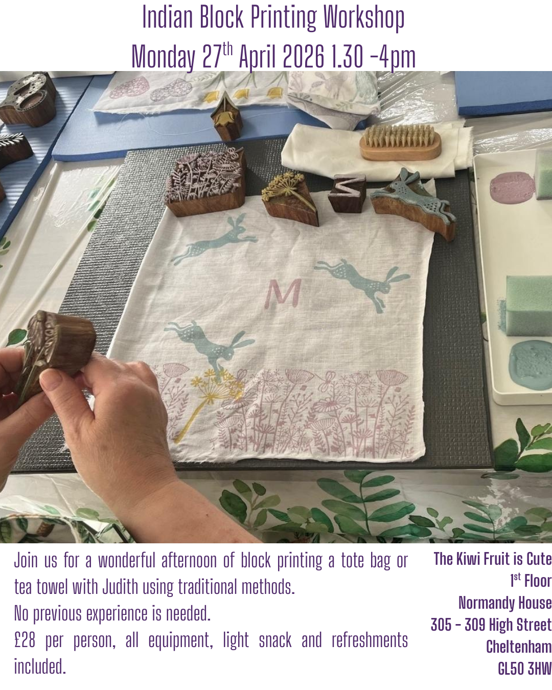 Indian Block Printing Workshop 27/04/2026 - 1.30 - 4pm