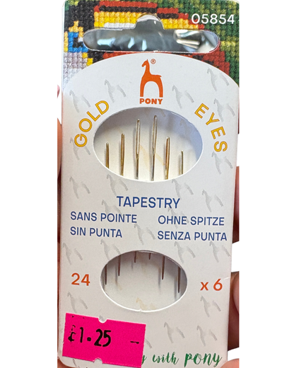 Pony Size 24 Tapestry Needles: Gold Eye