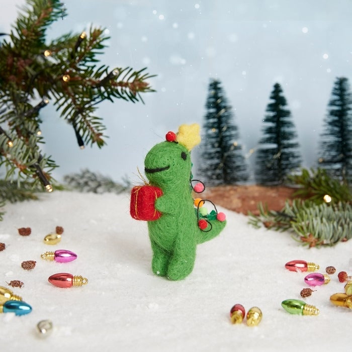 Needle Felting Kit - Tree Rex Christmas Dinosaur