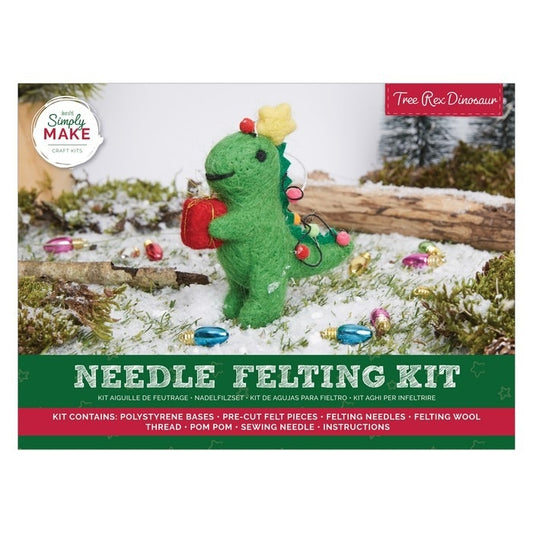 Needle Felting Kit - Tree Rex Christmas Dinosaur