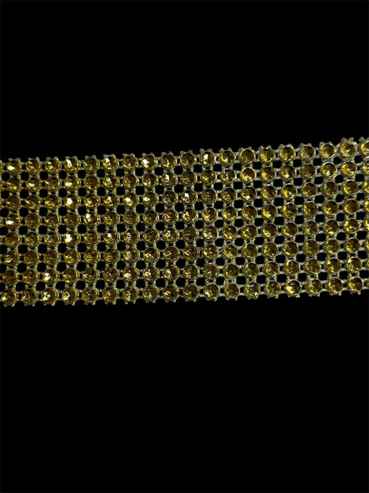 35mm / 8 Row Gold Diamante Look Trim (Price per 25cm)