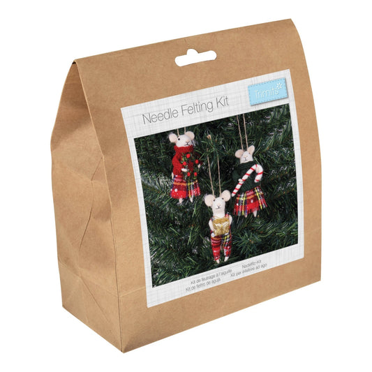 Needle Felting Kit - Trio Tartan Mice